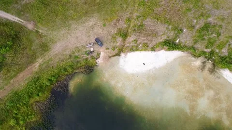 Lakeside Escape with SUV Stock Footage 218483173