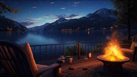 Lakeside Firepit on a Serene Evening 库存影片 264761614