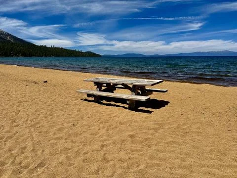 Lakeside Picnic Table Stock Photos