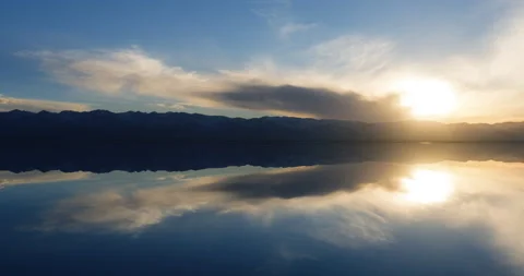 Lakeside, sunset time landscape (Time-lapse) Stock Footage 132763061