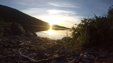 Lakeside Sunset Time Lapse Stock Footage 78736358