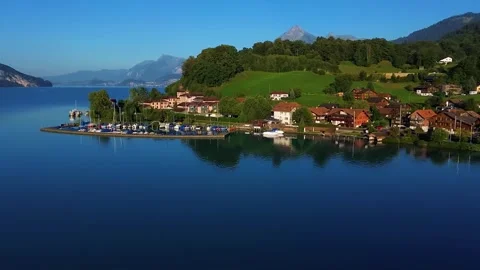 Lakeside Village at Sunset Stock Footage 322823740