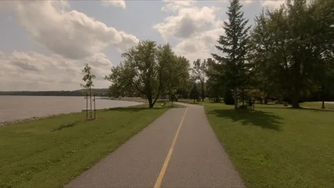 Lakeside walking trail Stock Footage 162268972