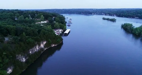 LakeWithDocks Stock Footage 98265001