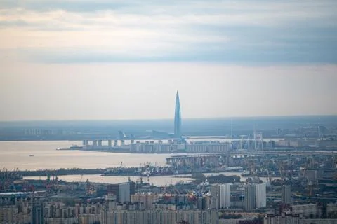 The Lakhta Center multifunctional complex is located on the shore of the Gulf Stock Photos