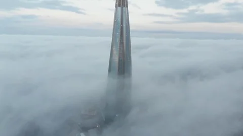 Lakhta center skyscraper in the clouds saint petersburg Stock Footage 97109987