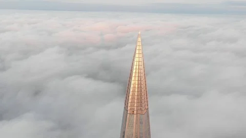 Lakhta center skyscraper in the clouds saint petersburg Stock Footage 97110264