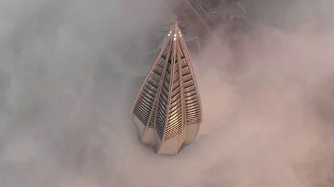 Lakhta center skyscraper in the clouds saint petersburg Stock Footage