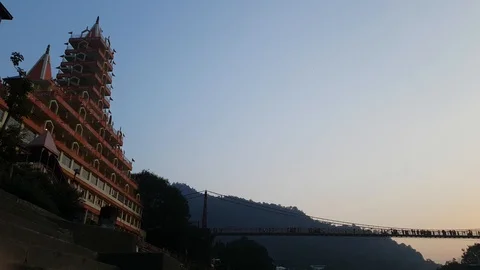 Lakshman Jhula Bridge Rishikesh Stock Footage 98095559