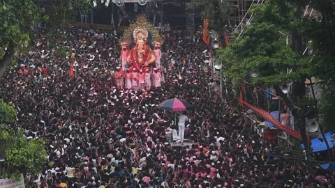 Lalbaugcha raja immersion 2022 Stock Footage 211869482