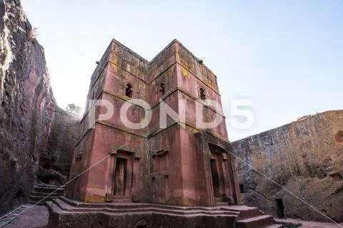 Lalibela, Ethiopia. Famous Rock-Hewn Church of Saint George - Bete Giyorgis Stock Photos