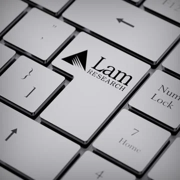 Lam Research logo notebook keycap 3d illustration stock market editorial Stock Photos