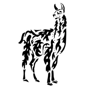 Lama drawing for coloring Stock Illustration