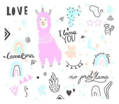 Lama unicorn Stock Illustration