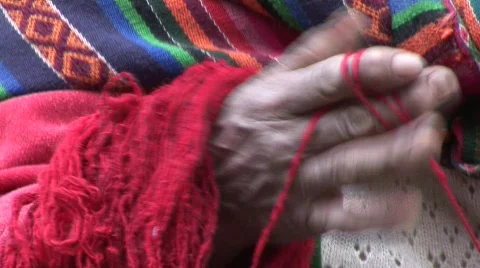 Lama Wool Spinning Stock Footage 445700