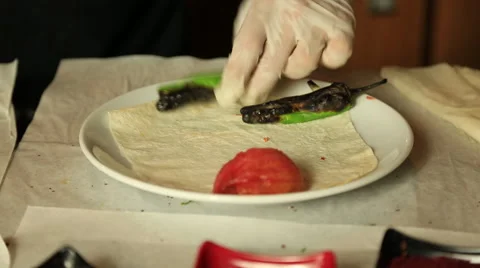 The Lamb is being prepeared to serve. Shish Kebab Stock Footage 65481351