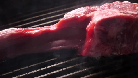 Lamb Chop! Grilling Bone-In Lamb Stock-Footage 332925041