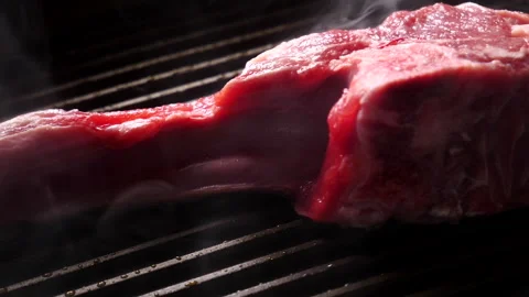 Lamb Chop! Grilling Bone-In Lamb Stock-Footage 332925117