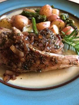 Lamb Chop Meal on Dinner Plate Stock Photos