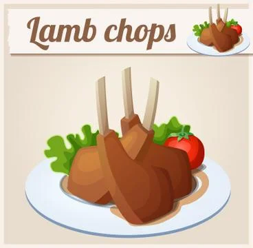 Lamb chops. Detailed Vector Icon Stock Illustration