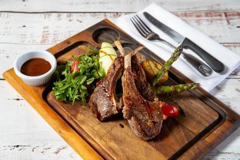 Lamb chops dinner meal Stock Photos
