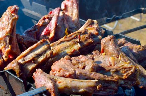 Lamb chops on the grill Stock Photos