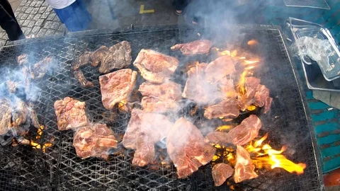Lamb Chops Grilled Over Charcoal Stock Footage 108264193