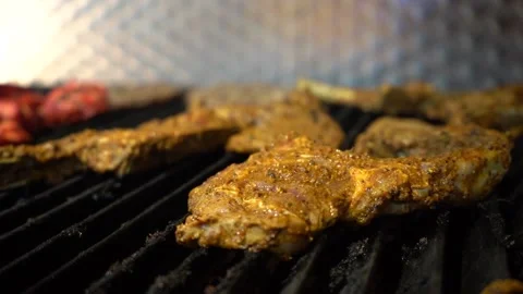 Lamb Cooking On The Grill Slow Motion Stock Footage 146228357