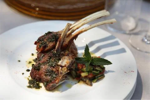 Lamb cutlet with vegetables Stock Photos