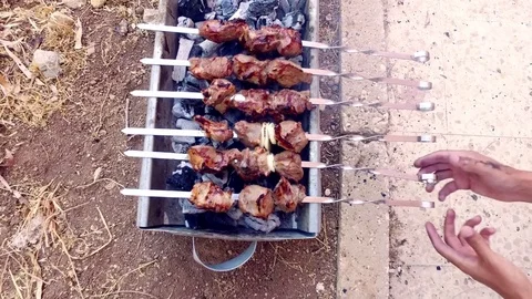 Lamb on the grill Stock Footage 77151283