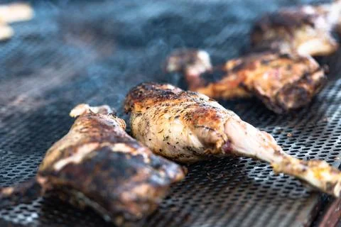 Lamb is grilled on the grill Stock Photos