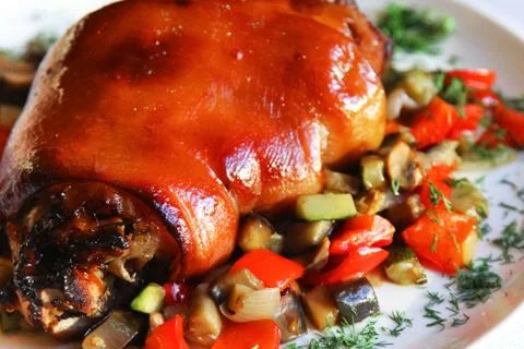 Lamb ham with vegetables Stock Photos
