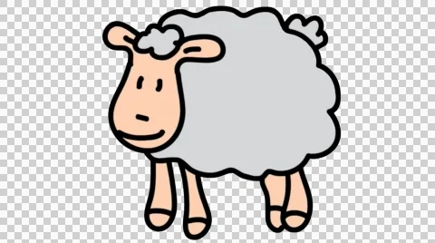 Lamb hand drawn animation line sketch with transparent background Stock Footage 44208105