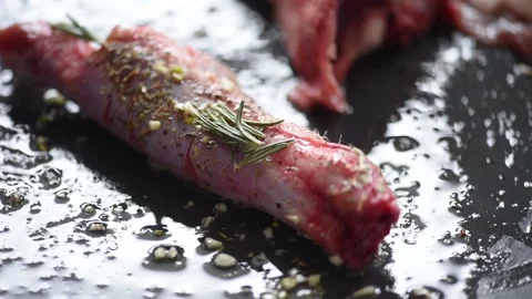 Lamb meat bbq preparation. Stock Footage 136347302
