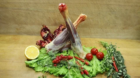 Lamb raw with the decor from the chef. Stock Footage 130002968