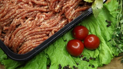Lamb raw with the decor from the chef. Stock Footage 130002972