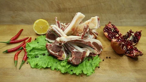 Lamb raw with the decor from the chef. Stock Footage 130002977