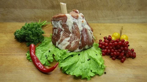Lamb raw with the decor from the chef. Stock Footage 130002980