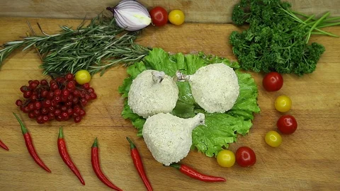 Lamb raw with the decor from the chef. Stock Footage 130003004