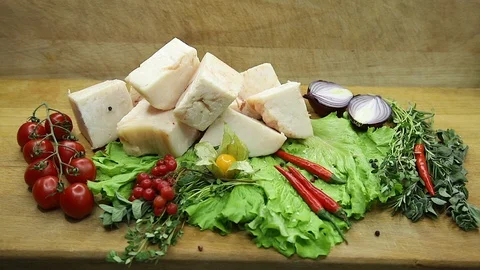 Lamb raw with the decor from the chef. Stock Footage 130003017