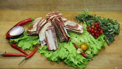 Lamb raw with the decor from the chef. Stock Footage 130003020