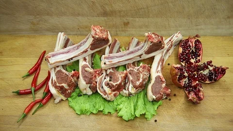 Lamb raw with the decor from the chef. Stock Footage 130003023