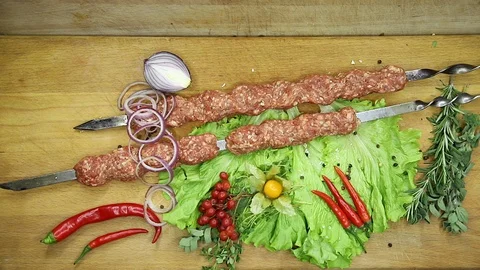 Lamb raw with the decor from the chef. Stock Footage 130003028