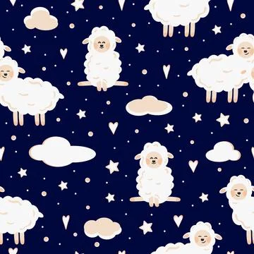 Lamb seamless pattern. Animal print. Stock Illustration