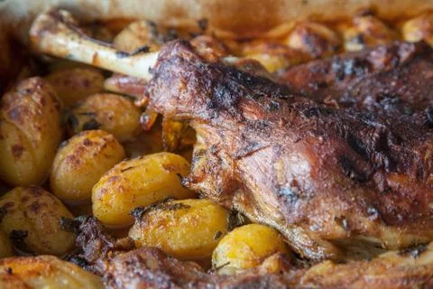 Lamb Shoulder Potatoes Stock Photos