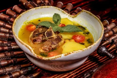 Lamb Soup, Bullets Backdrop, Dark View Foto stock