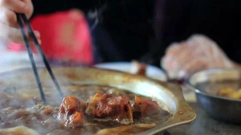 Lamb Spine Hot Pot Stock Footage 40649379