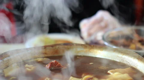 Lamb Spine Hot Pot Stock Footage 40649683