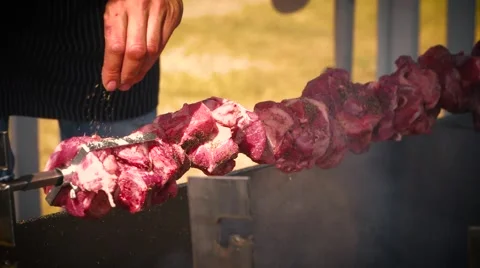 Lamb on Spit - Slow Motion Stock Footage 66829623