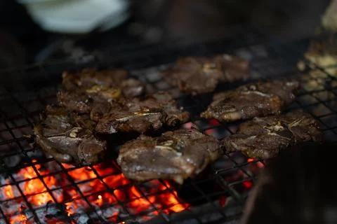 Lamb steak on the grill Stock Photos